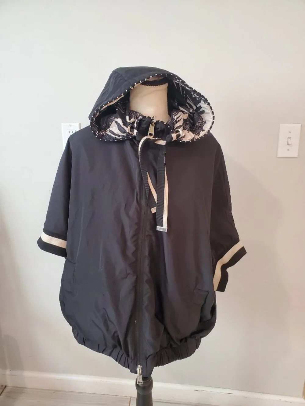 MDF Marco Del Forte Reversible Hooded Poncho Windbreaker Sz 46